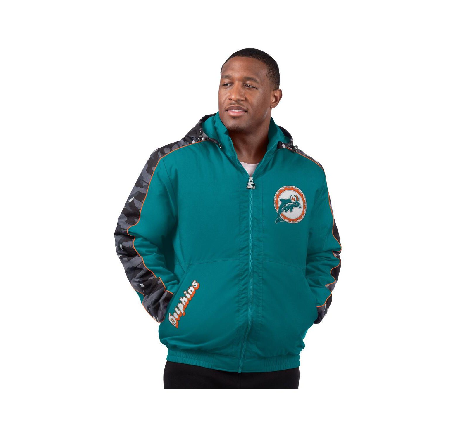 Starter Men's Aqua Miami Dolphins Thursday Night Gridiron Full-Zip Hoodie Jacket