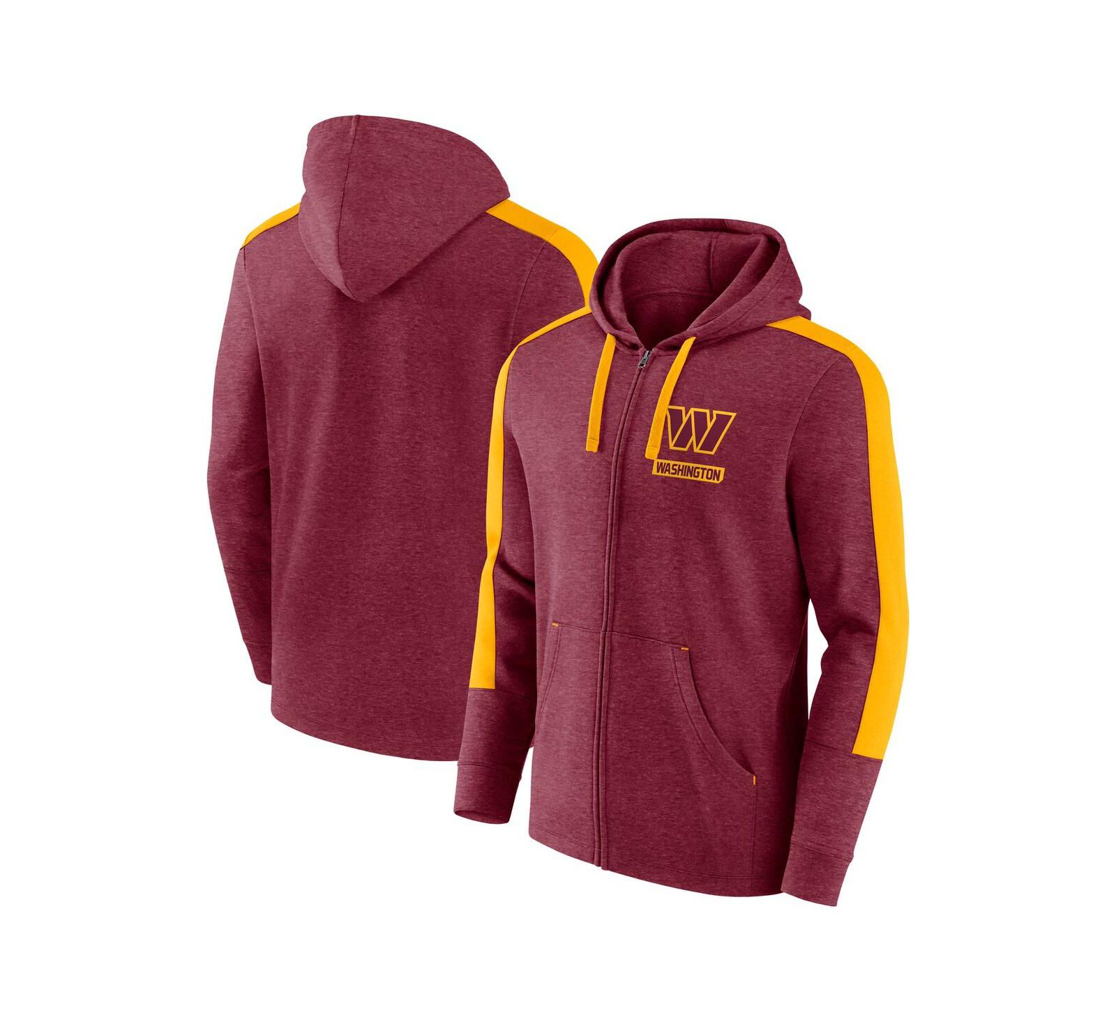 Мужское худи Fanatics Washington Commanders Gains Full-Zip, цвет Heather Burgundy