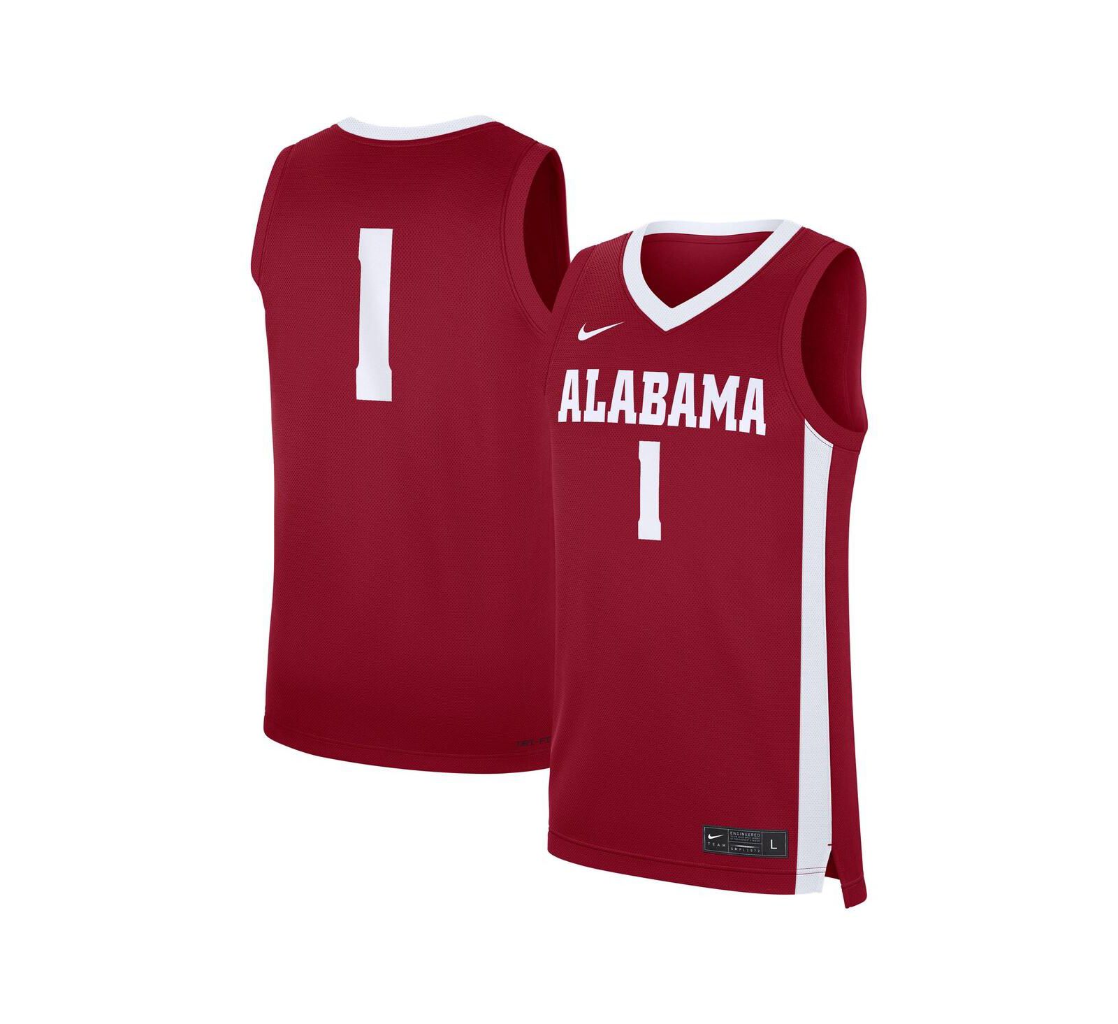Мужская джерси Nike Crimson Alabama Crimson Tide Road Replica 1