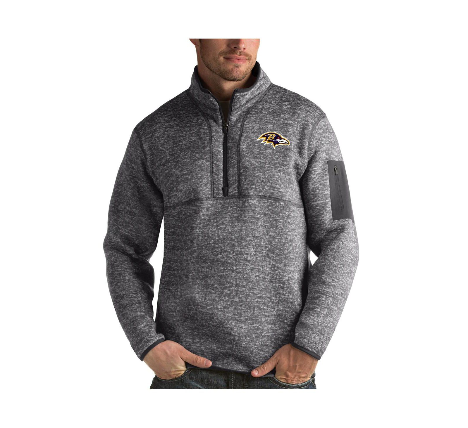 Мужская куртка Antigua Charcoal Baltimore Ravens Fortune Quarter-Zip Pullover