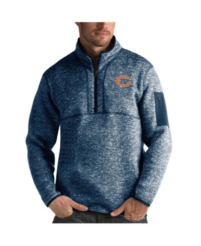 Мужская куртка Antigua Heather Navy Chicago Bears Fortune Quarter-Zip Pullover