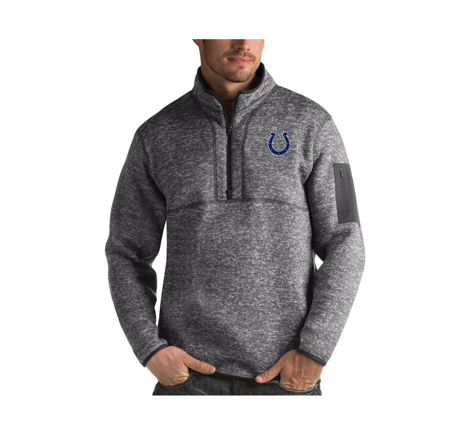 Мужская куртка-толстовка Antigua Indianapolis Colts Charcoal Quarter-Zip Pullover