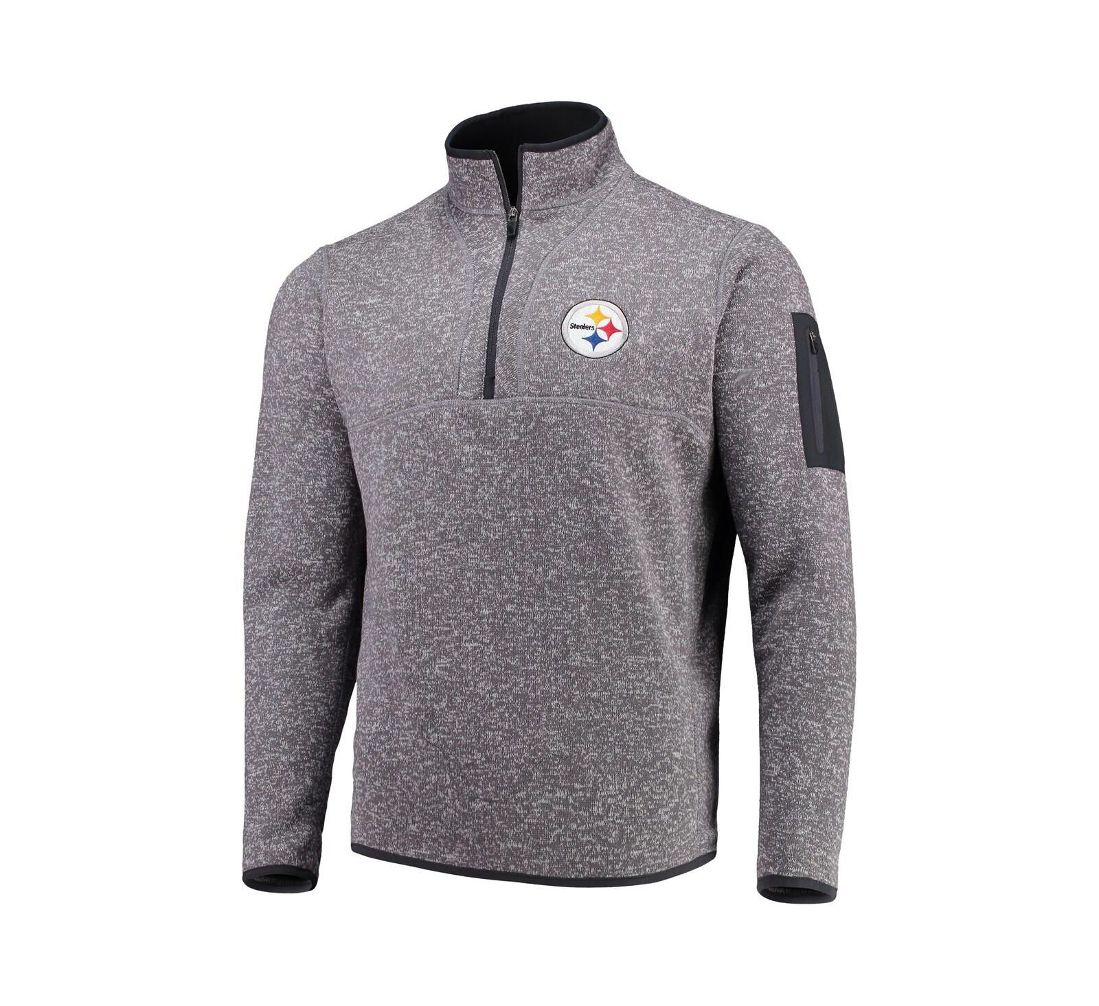 Мужская куртка Antigua Men's Charcoal Pittsburgh Steelers Fortune Quarter-Zip Pullover Jacket