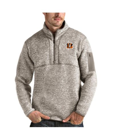 Мужской джемпер Antigua Cincinnati Bengals Fortune Quarter-Zip Pullover — овсяный
