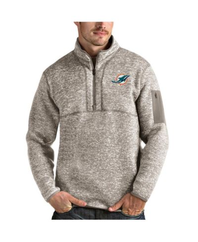 Куртка Antigua Men's Miami Dolphins Fortune Quarter-Zip Pullover, овсяный цвет