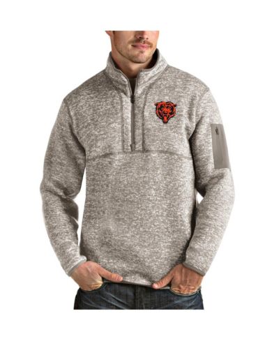 Мужской флисовый пуловер Antigua Oatmeal Chicago Bears Bear Head Fortune Quarter-Zip