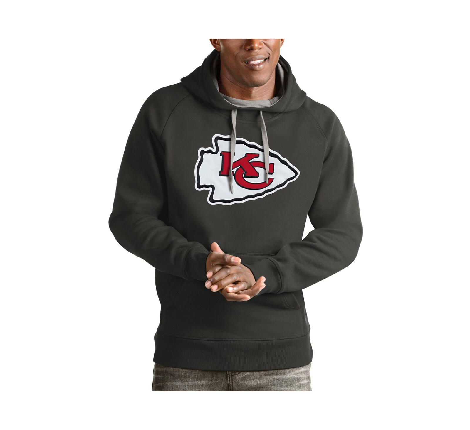 Мужское худи Antigua Kansas City Chiefs Victory угольно-серого цвета