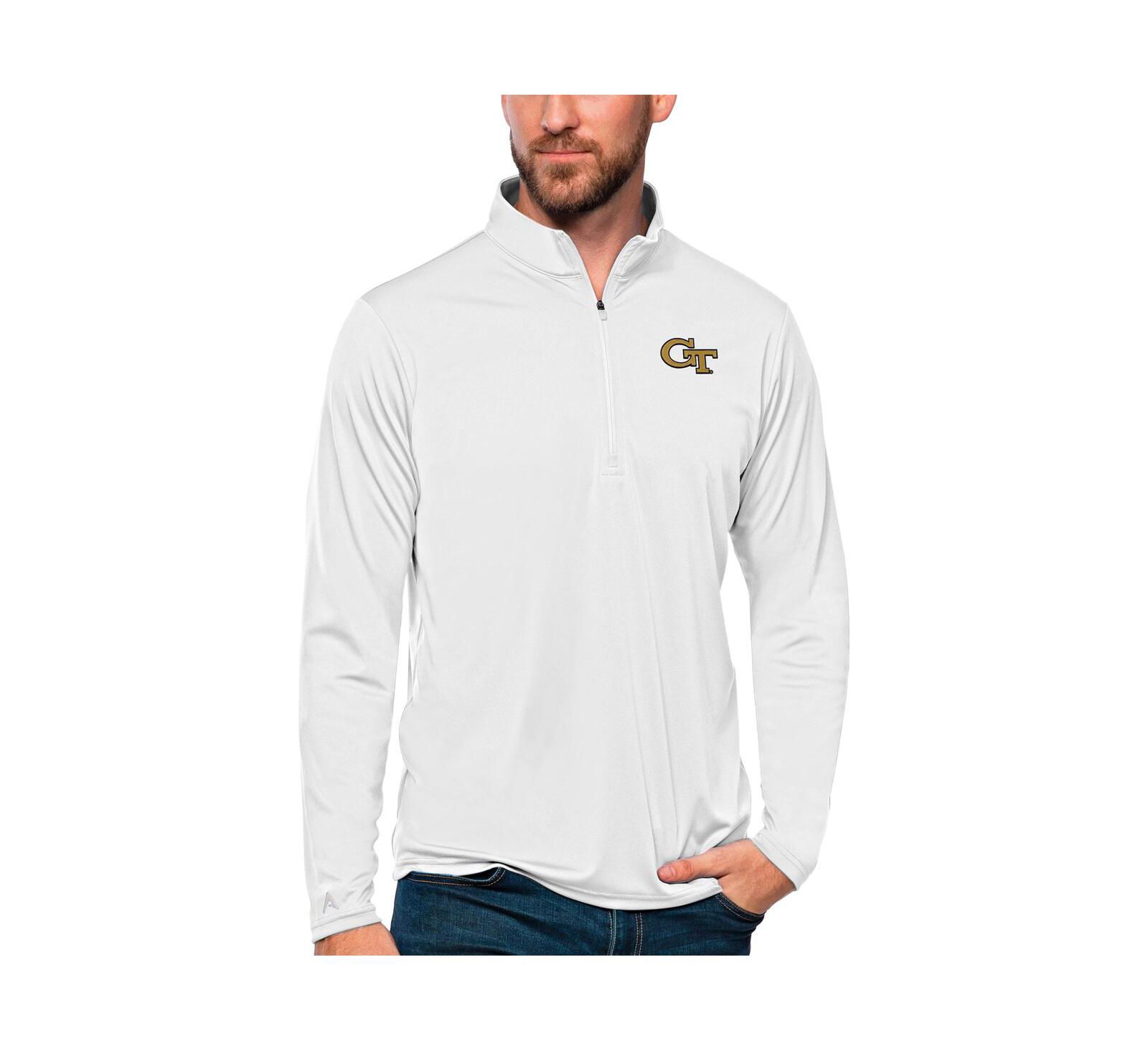 Мужской джемпер Antigua White Georgia Tech Yellow Jackets Tribute Quarter-Zip Top