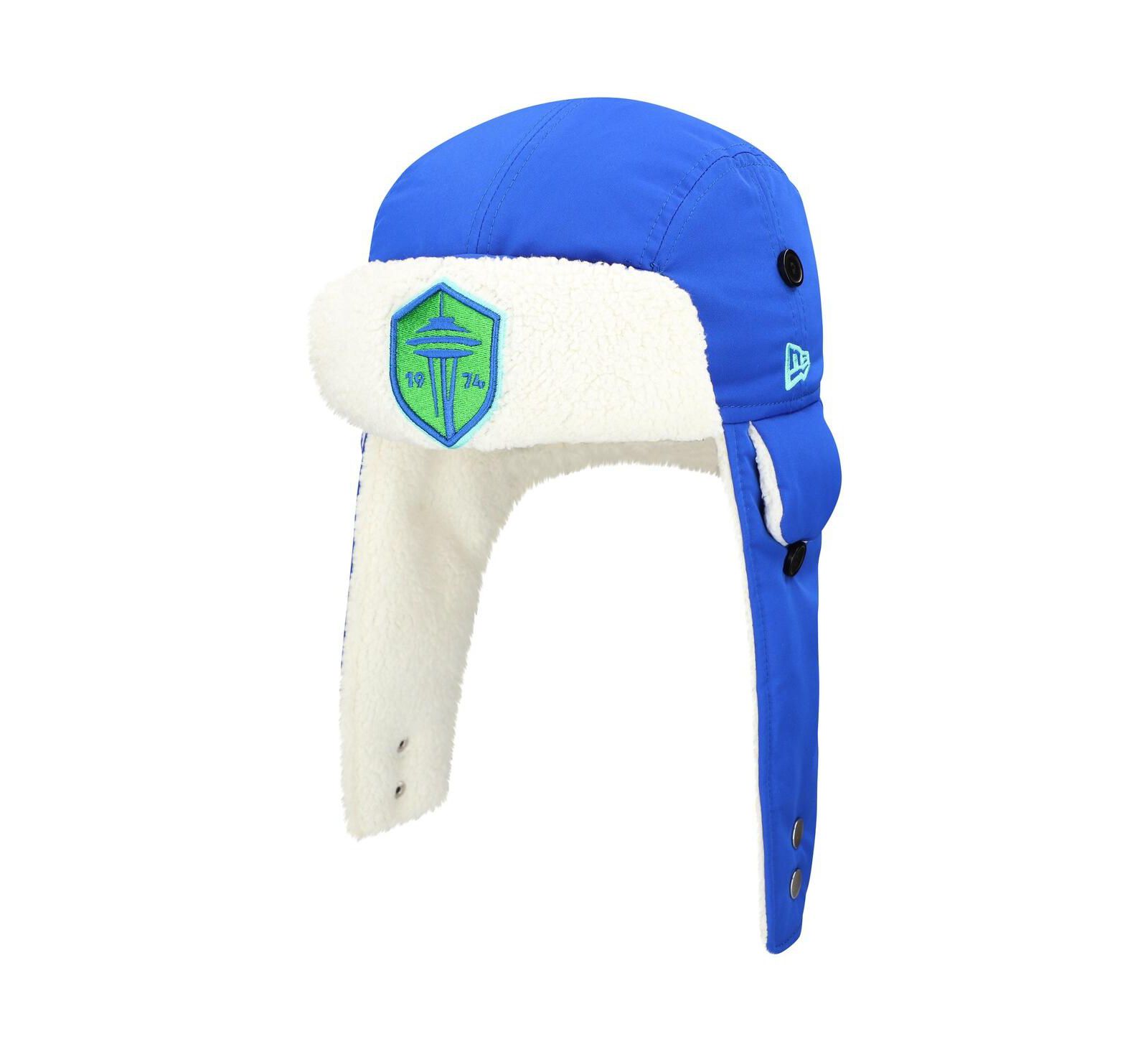 New Era Men's Blue Seattle Sounders FC Trapper Knit Hat