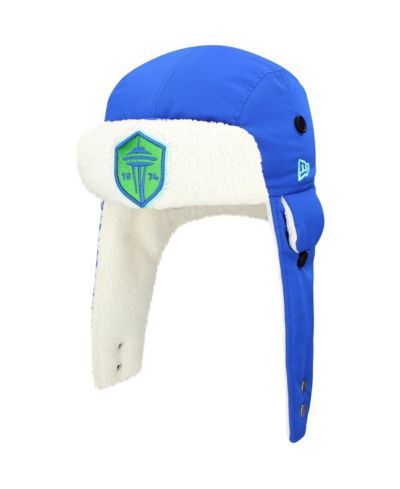 Мужская вязаная шапка New Era Blue Seattle Sounders FC Trapper