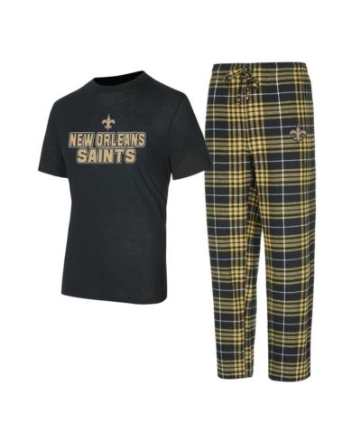 Комплект Concepts Sport Men's Black/ New Orleans Saints Vector T-Shirt Flannel Pants Sleep Set