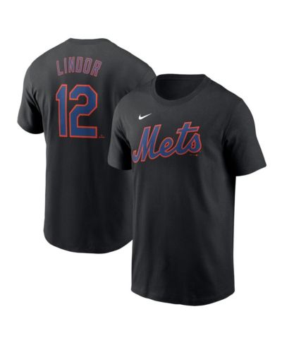 Мужская футболка Nike Francisco Lindor Black New York Mets Fuse Name & Number