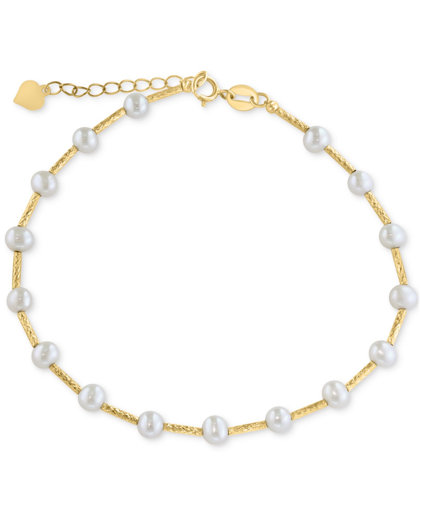 EFFY® Браслет из натурального речного жемчуга 14k Gold Textured Link
