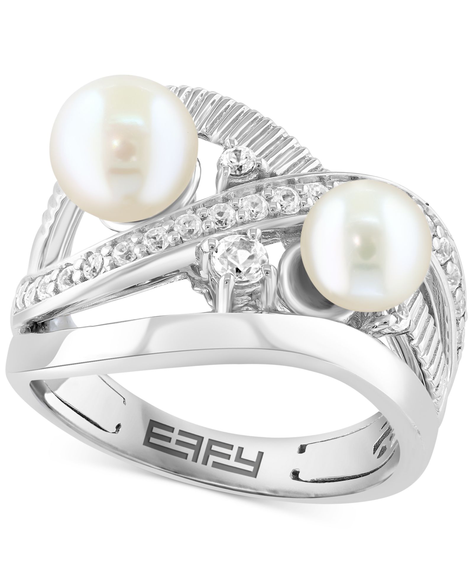 Кольцо EFFY® с пресноводным жемчугом и цирконом, из стерлингового серебра