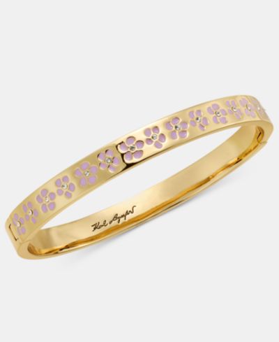 Браслет-бэнгл KARL LAGERFELD PARIS Gold-Tone Colored Flower Inlay Polished