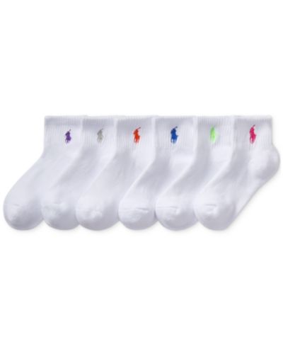 Детские носки Polo Ralph Lauren Girls' 4-11 Sport Quarter 6-Pack