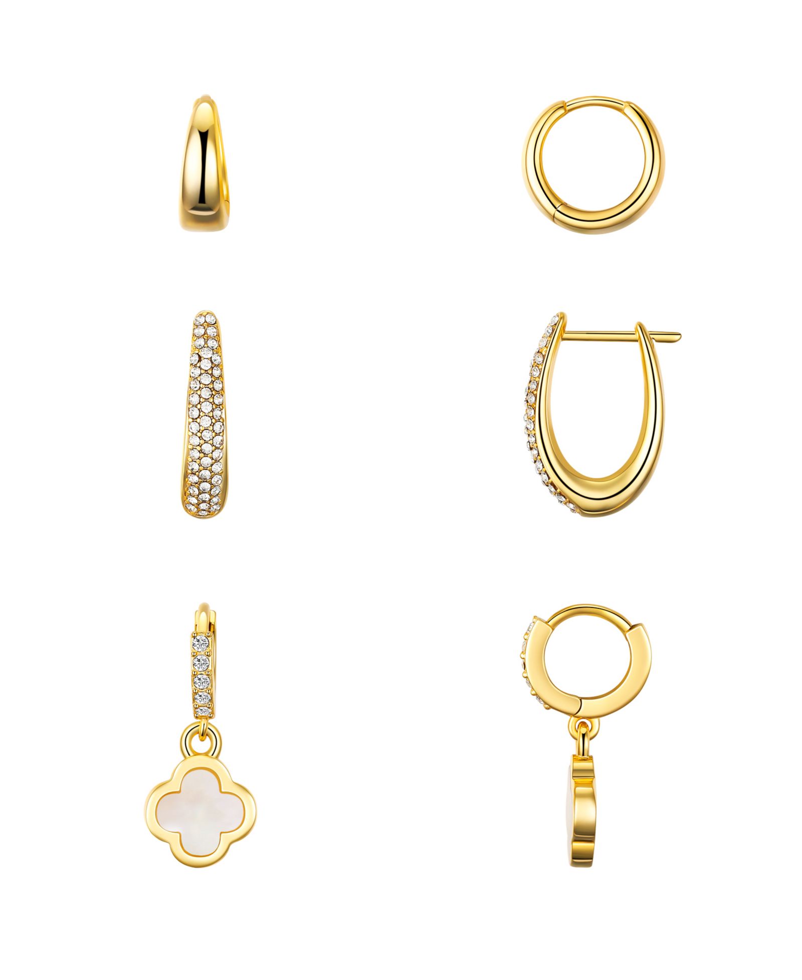 Набор из 3 серег Unwritten Crystal and Mother of Pearl Hoop