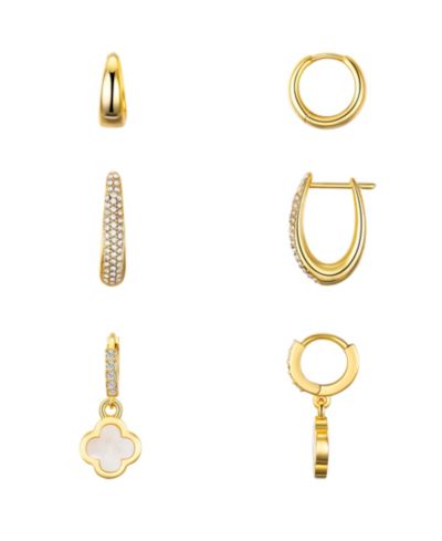 Набор из 3 серег Unwritten Crystal and Mother of Pearl Hoop