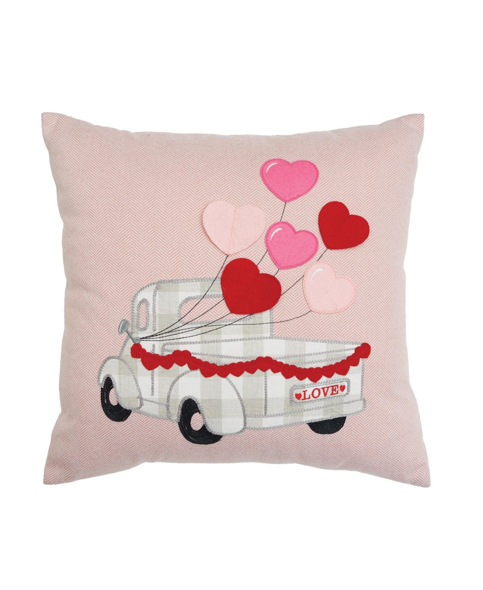 C&F Home Heart Balloons Love Truck Embroidered Valentine's Day Accent Throw Pillow