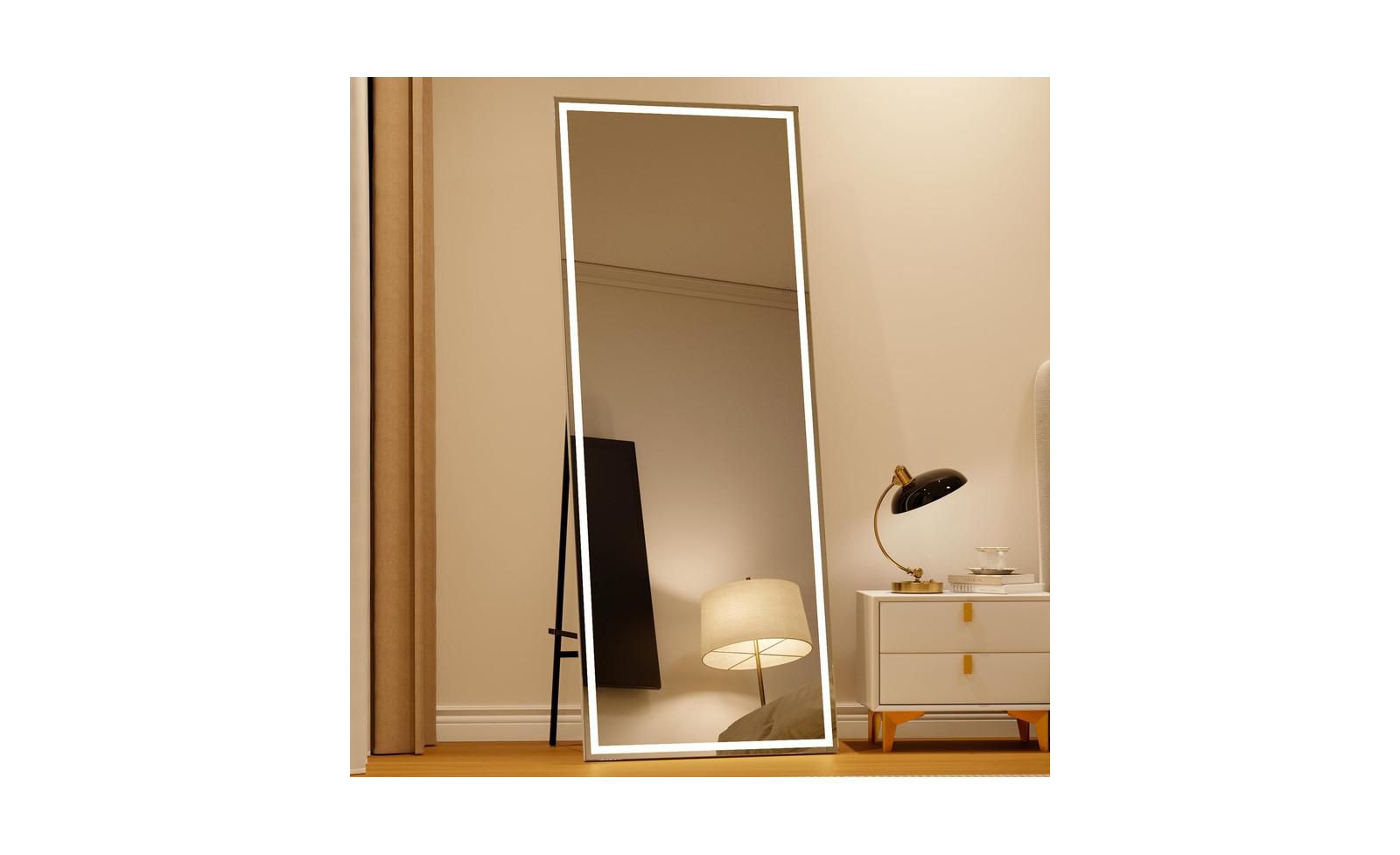 gaomon LED Full Length Mirror 71"x28", Floor or Wall Mounted Full Body Mirror with Dimming Light, 3 Color Lighting for Bedroom & Bathroom