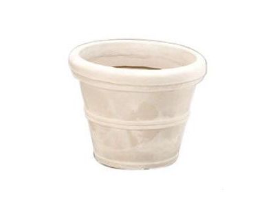 Round Planter with Weathered Stone Finish in Durable Poly Resin