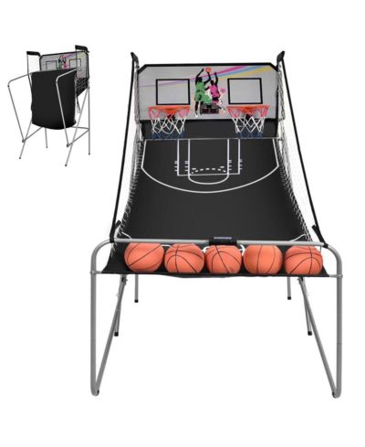 Foldable Double Electronic Basketball Game with 4 Balls Indoor