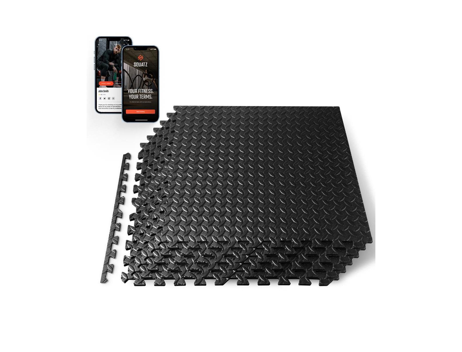 Коврик для упражнений SQUATZ Puzzle 6-Piece, EVA Foam, Black