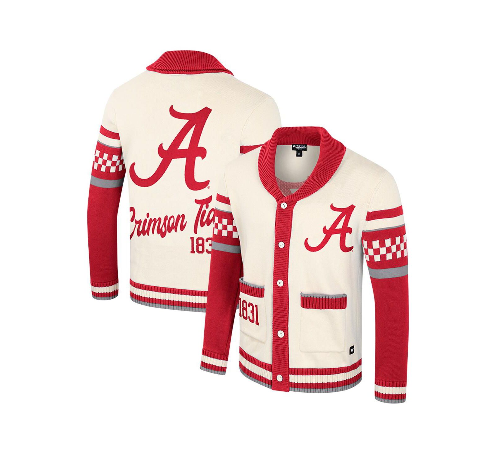 Женский джемпер Colosseum Cream Alabama Crimson Tide Wild Collective Button-Up Jacquard