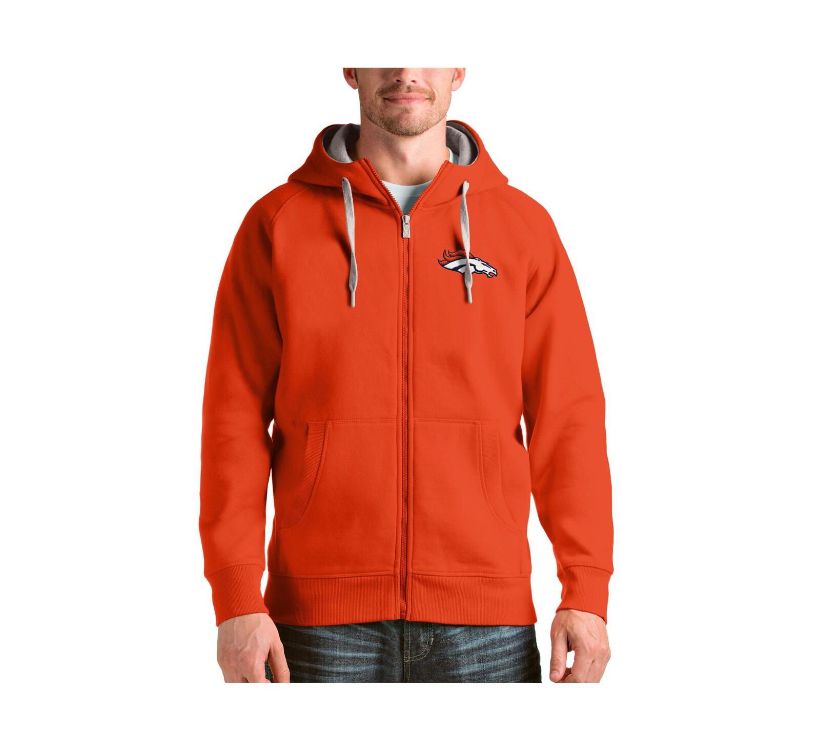 Мужское худи Antigua Orange Denver Broncos Victory Full-Zip