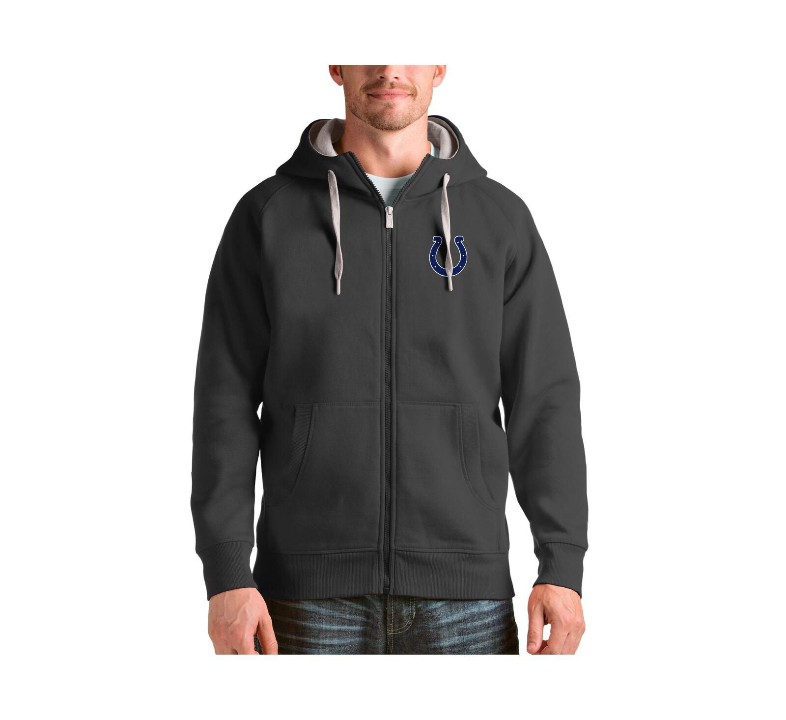 Мужское худи Antigua Charcoal Indianapolis Colts Victory Full-Zip