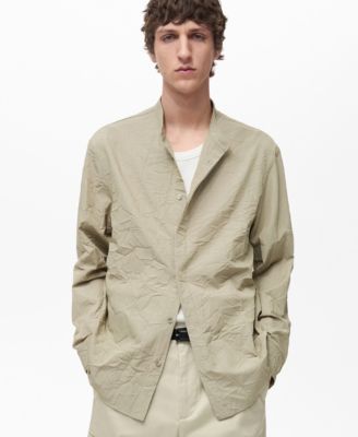 Mango Men's Wrinkled-Effect Crew Neck Shirt