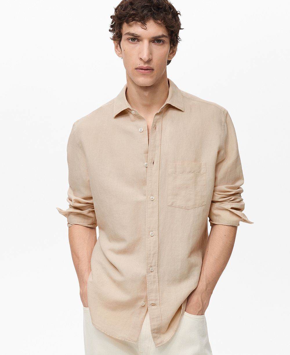 Мужская льняная рубашка Mango Classic-Fit