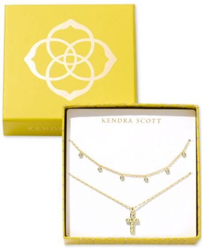 Kendra Scott Amelia золотистый кулон с кристаллом в форме креста, подарочный набор