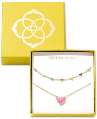 Комплект из 2-х ожерелий Kendra Scott с сердечками, инкрустированными стразами, длина 19 дюймов
