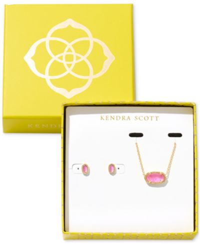 Kendra Scott Gold-Tone Elisa Pendant Necklace & Mini Ellie Stud Earrings Gift Set