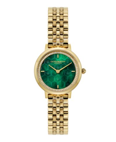 Olivia Burton Women's Honeycomb Ultra Slim Gold Tone Bracelet Watch, 28mm