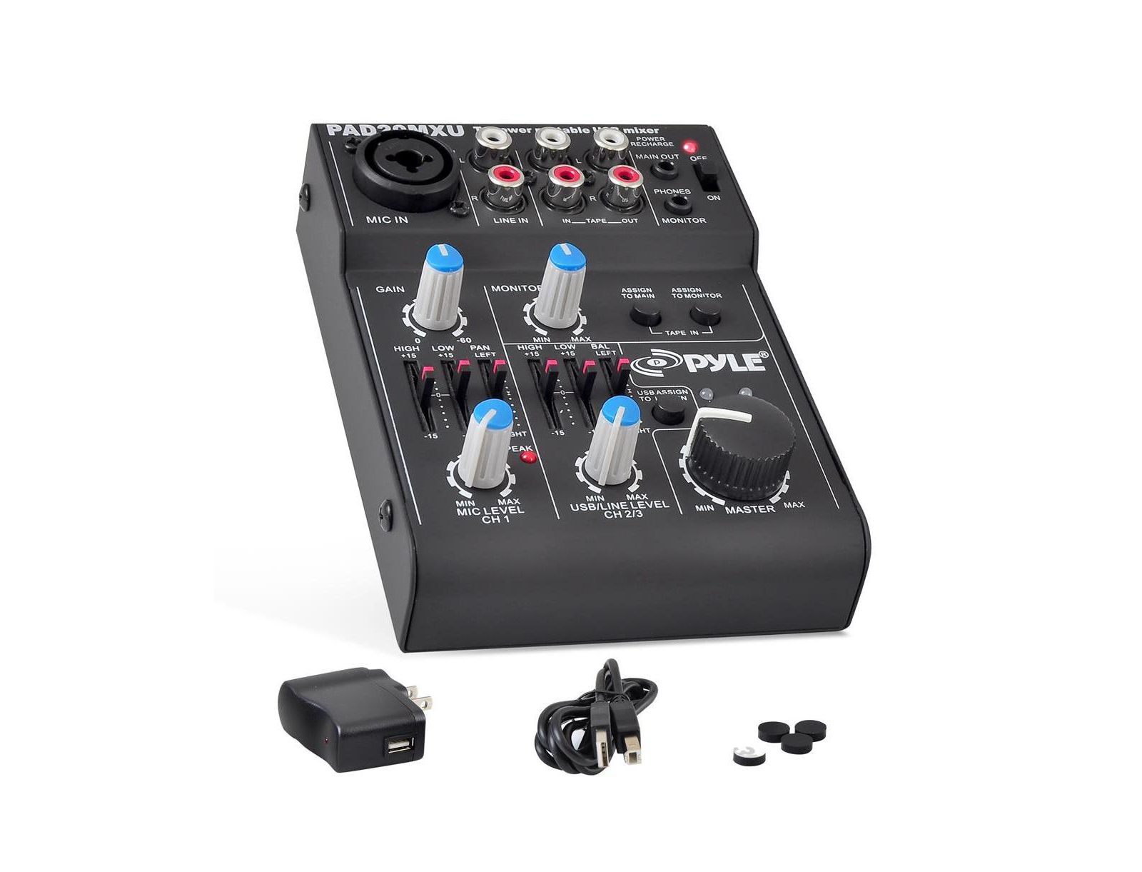 DJ-микшер Pyle Compact с USB-интерфейсом, 5-канальный Pro Audio Mixer