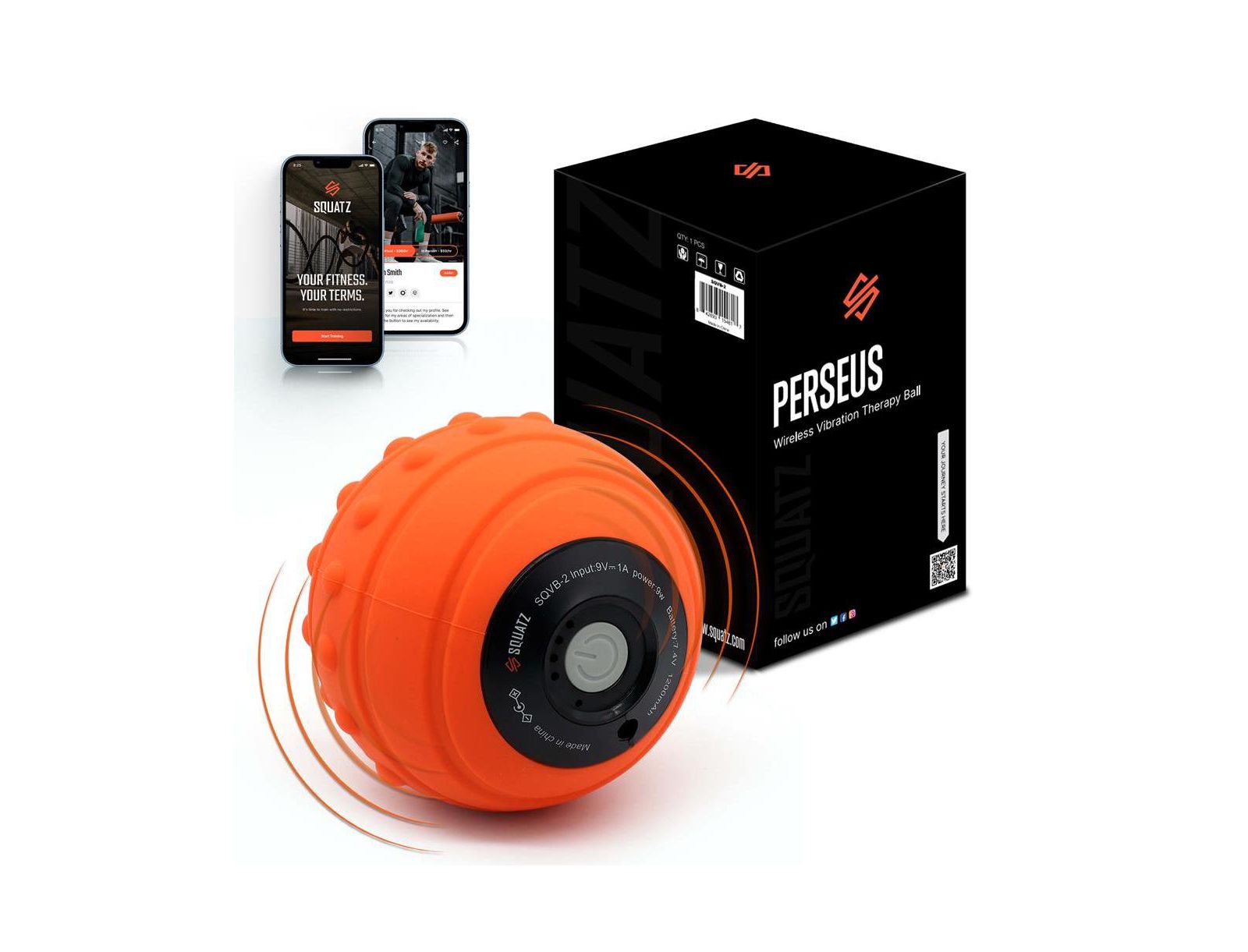 SQUATZ Wireless Vibrating Massage Ball, Deep Tissue Therapy