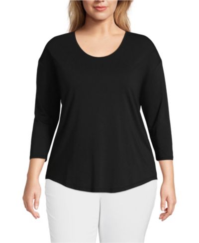 Lands' End Plus Size футболка из трикотажа с коротким рукавом 3/4 Sleeve Lightweight Jersey Shirttail Tee