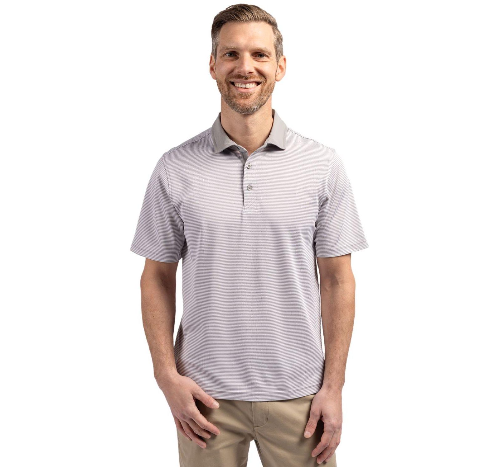 Cutter & Buck Men's Cutter Buck Virtue Eco Pique Micro Stripe Recycled Polo Shirt