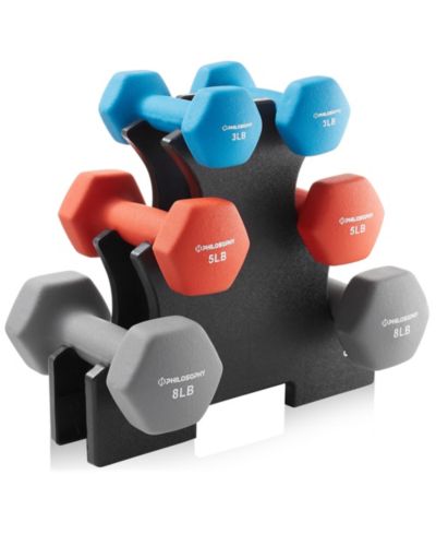 Гантели Philosophy Gym Neoprene с подставкой, 32 lbs (3 lb, 5 lb, 8 lb Pairs)