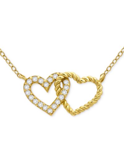 Ожерелье Giani Bernini Cubic Zirconia Double Heart в стерлинговом серебре
