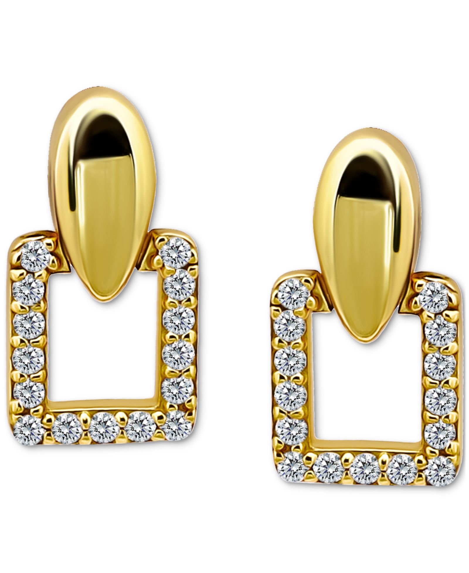 Серьги Giani Bernini квадратные с фианитами, 18k Gold over Sterling Silver