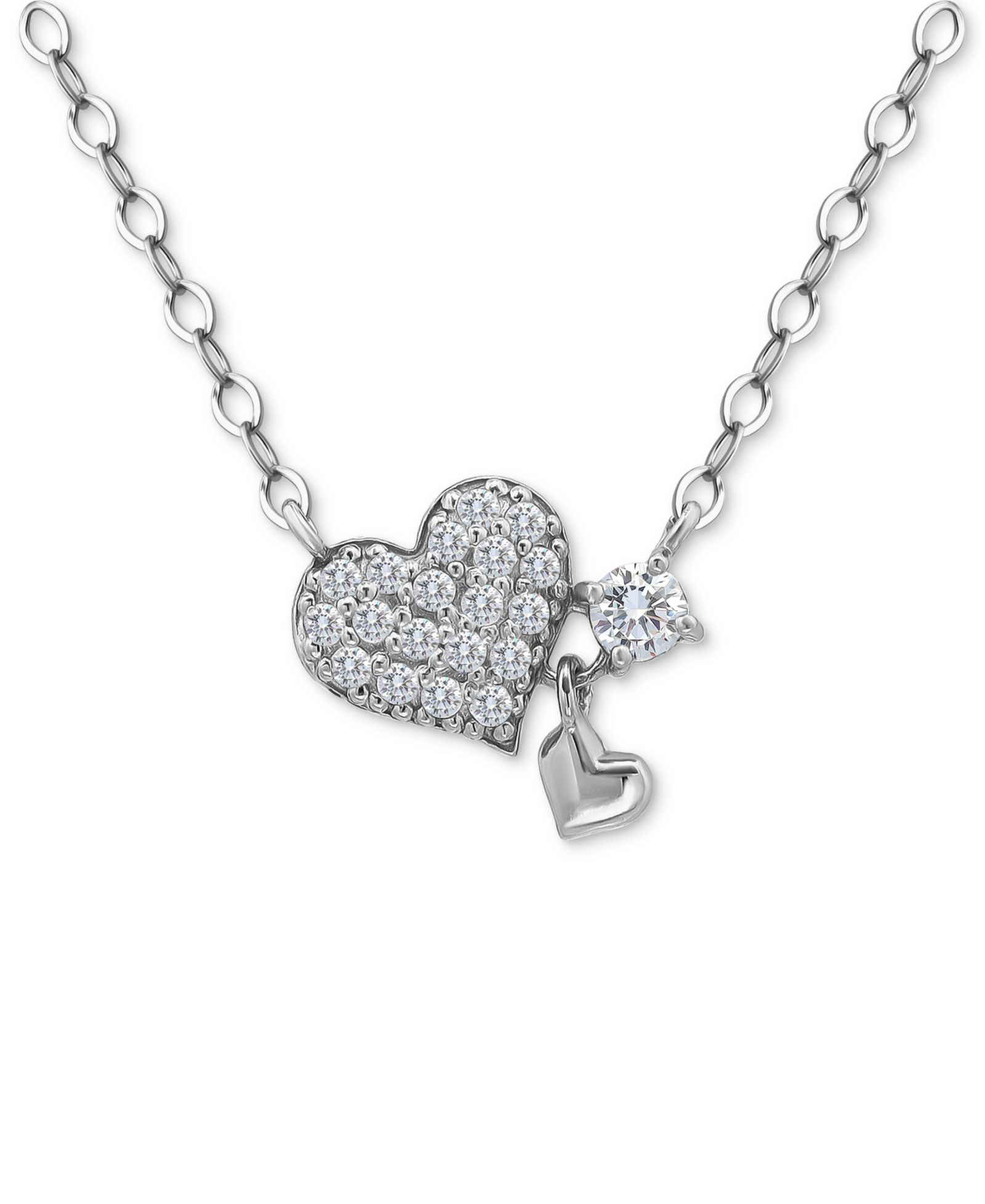 Giani Bernini Cubic Zirconia Heart Pendant Necklace (3/8 ct. t.w.) in 18k Gold-Plated Sterling Silver, 16" + 2" extender, Exclusively at Macy's