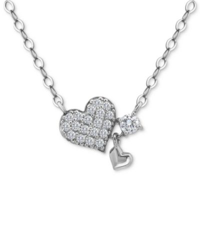 Giani Bernini Cubic Zirconia Heart Pendant Necklace (3/8 ct. t.w.) in 18k Gold-Plated Sterling Silver, 16" + 2" extender, Exclusively at Macy's