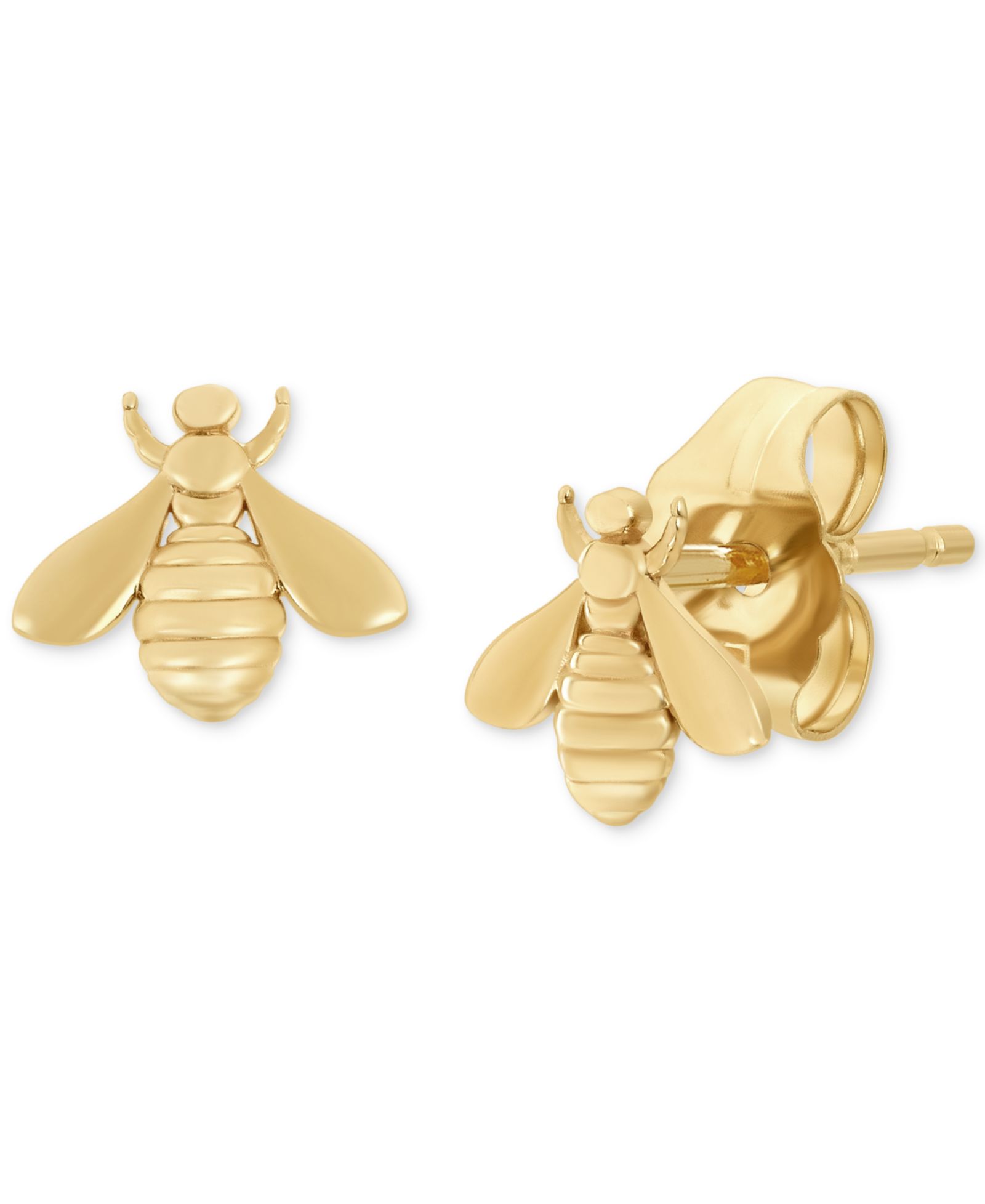 Polished Bumblebee Tiny Stud Earrings in 14k Gold