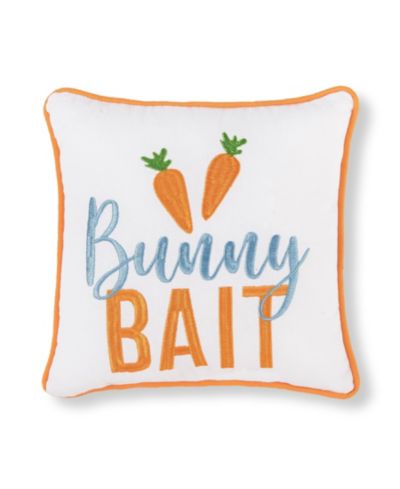 Декоративная подушка Easter "Bunny Bait" с вышивкой, весенняя тема, 10" x 10"