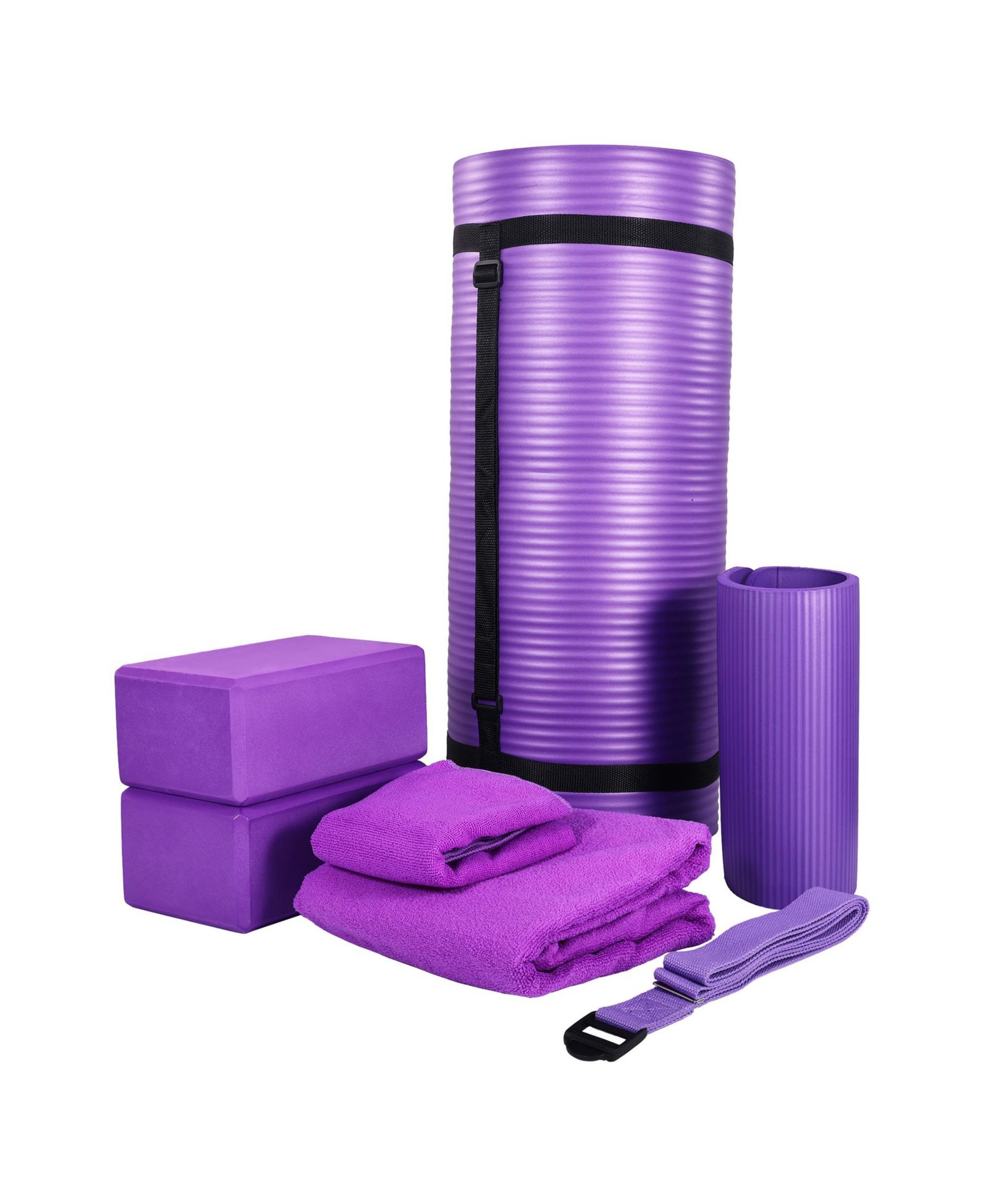 Набор для йоги BalanceFrom Fitness 7 Piece с Mat, Stretch Strap, and Knee Pad, Purple