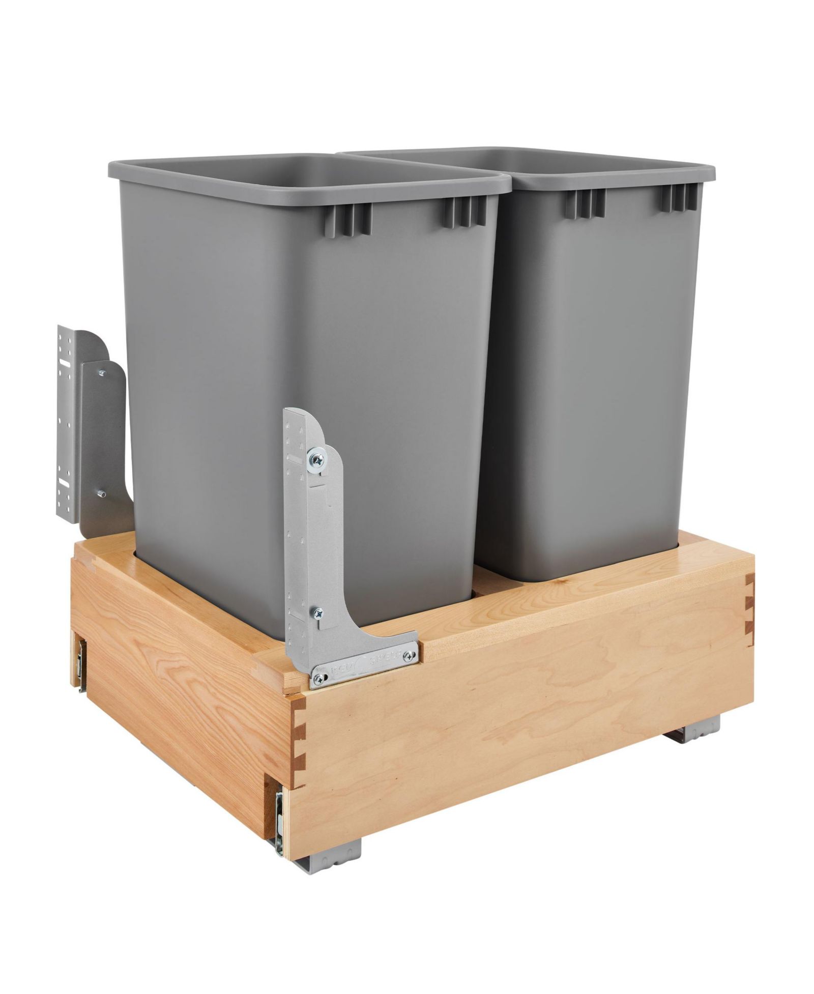 Rev-A-Shelf Double Pullout Bottom Mount Trash Can 50 qt., Gray, 4WCBM-2150DM-2