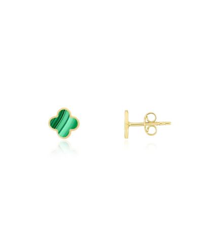 The Lovery Mini Malachite Clover серьги-гвоздики